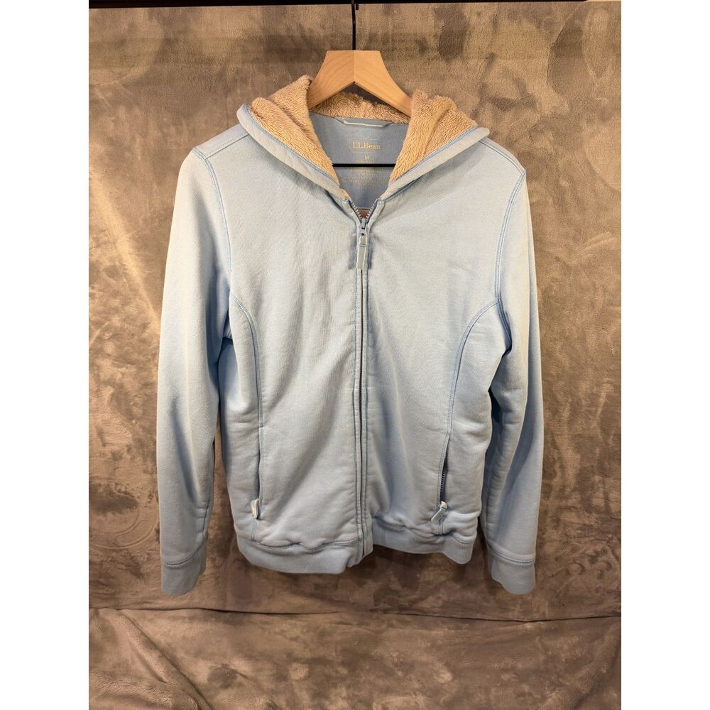 LLBean - Baby Blue, Sherpa Lined Inside, Zip-Up Sweatshirt - Womens Medium